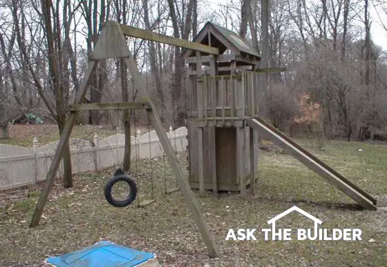 backyard wooden swing set play set