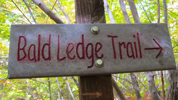 Bald Ledge Trail sign