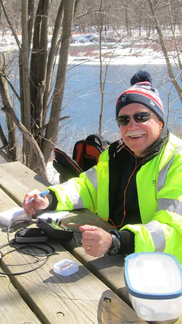 Here I am after doing Morse code. Photo credit: Jim Cluett, W1PID