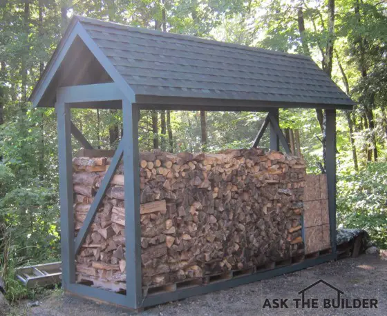 This firewood storage shelter matches the house perfectly. It was constructed in just a couple of days. Photo Credit: Tim Carter