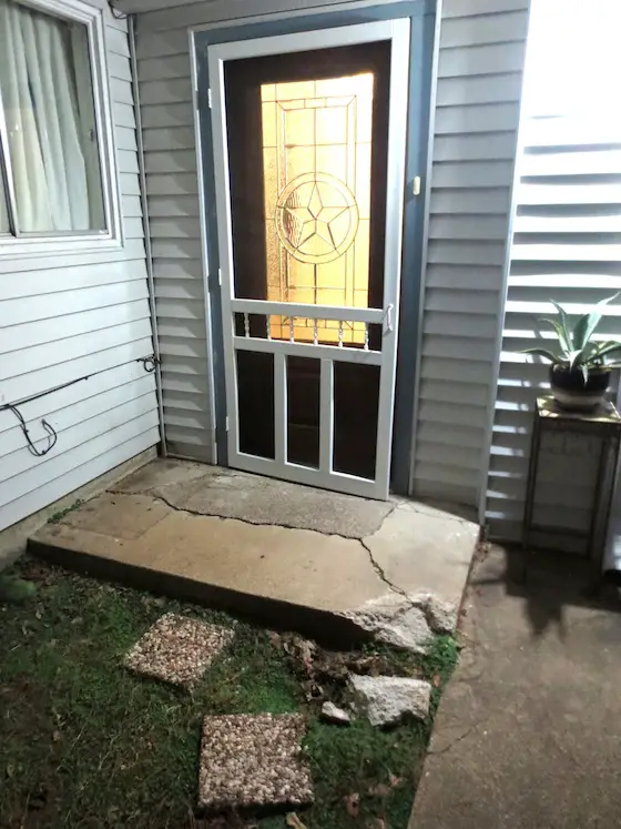 Here's Kristina's crumbling porch stoop. Photo credit: Kristina Rowan