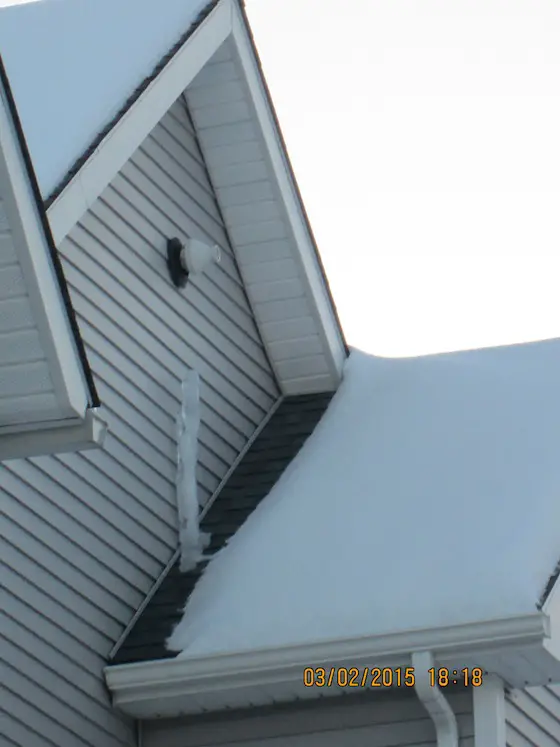 That's a pretty big ice pillar on Kristen's roof!  Photo credit: Kristen  No-Last-Name