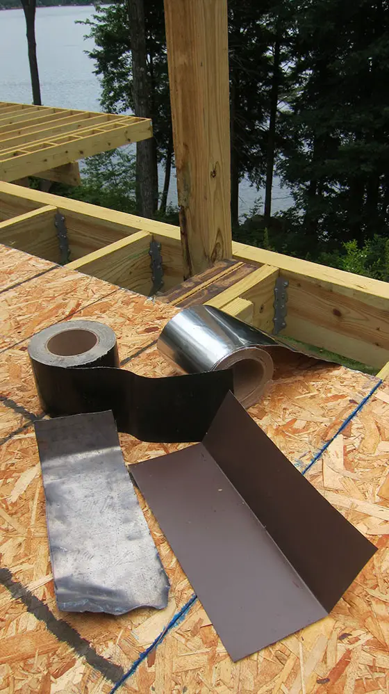 These are a few choices when it comes to deck flashing materials. Technology is improving all the time. Photo Credit: Tim Carter
