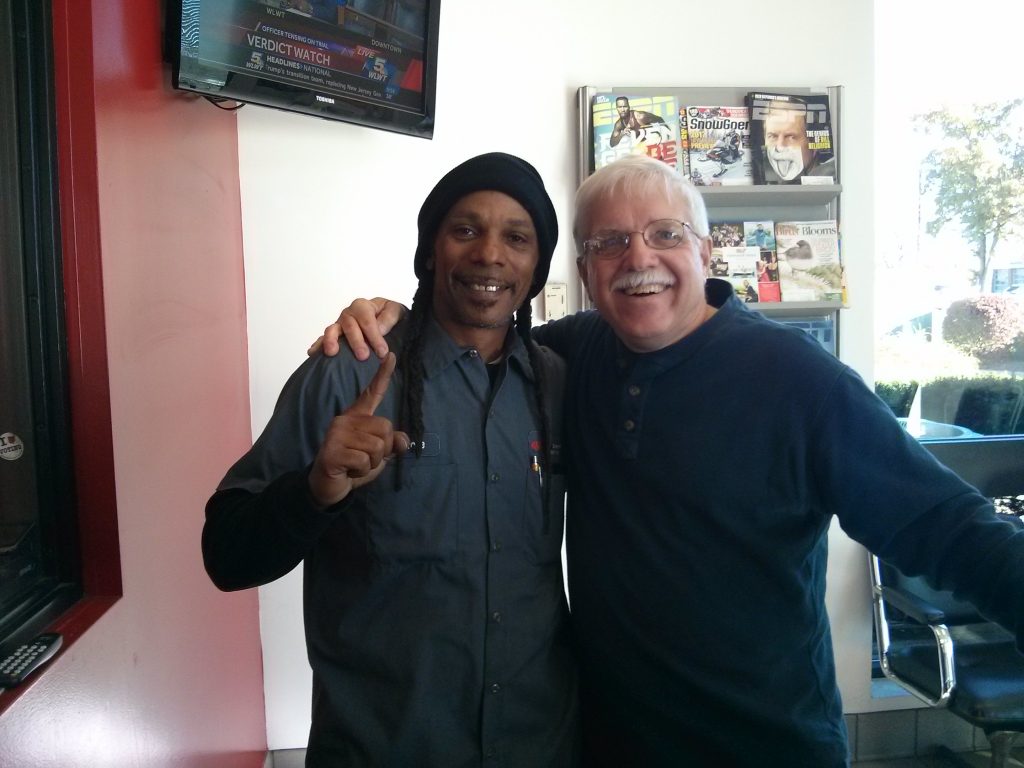 Here I am with Tyrone Roberson after he made sure my tire repair happened faster than you can say "Two cheese coneys no mustard heavy onion." 