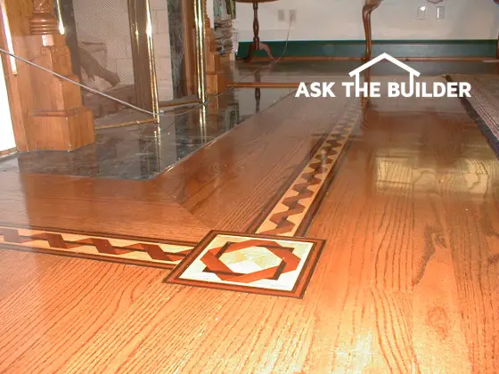 hardwood floor inlay farmcrest fireplace