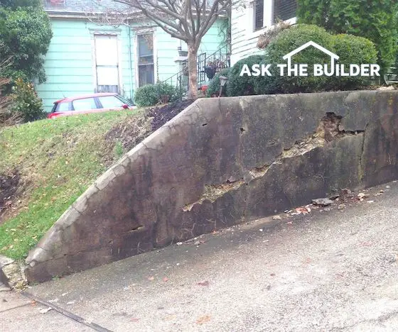 crumbling retaining wall