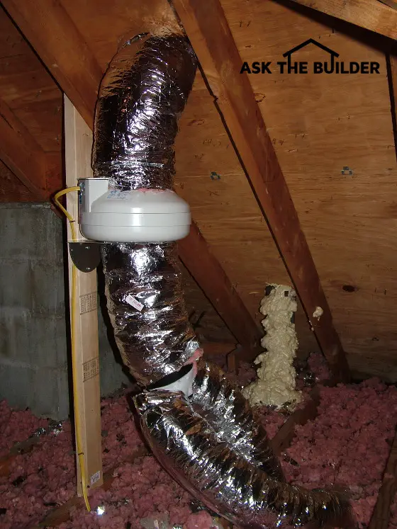 bathroom exhaust fan fans venting attic bath air soffit bathrooms ceiling roof pipe ventilation flexible overweight saucer flying does kitchen