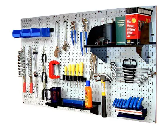 metal pegboard with tools