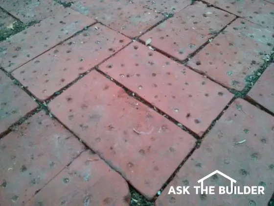 close-up shot of the paving brick