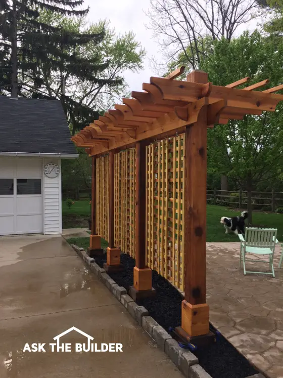 side view of the stunning pergola