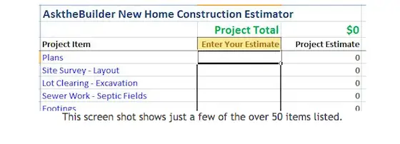 CLICK to get the New Home Cost Calculator new home cost calculator