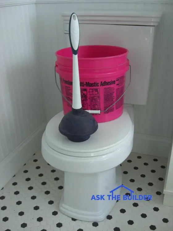 Clogged Toilet - Plunger and Bucket