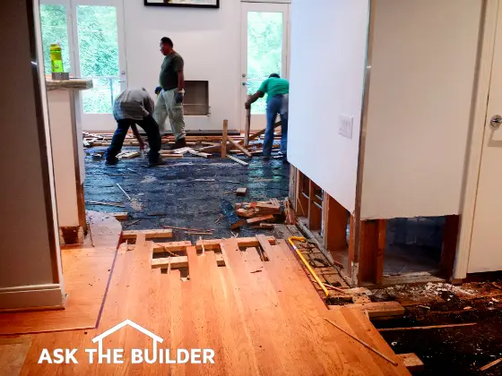 flood damaged hardwood floor