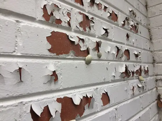 peeling paint on brick