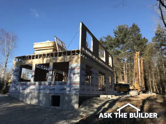 factory built walls on new house construction