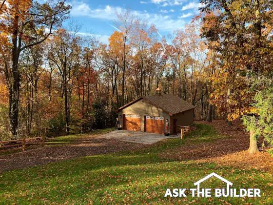 detached garage with cupola