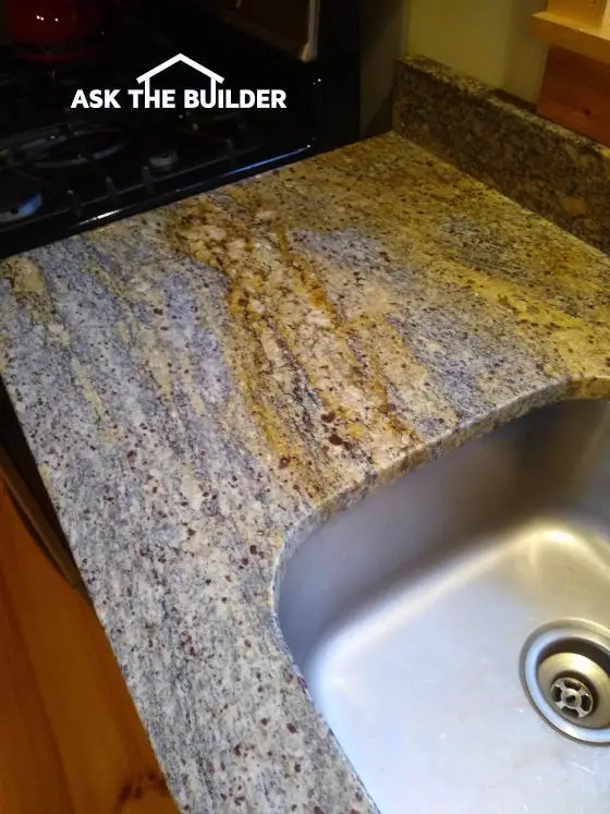 granite countertop with stain