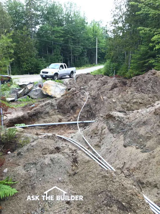 plastic pipes in trenches