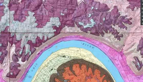 Ohio River topo map