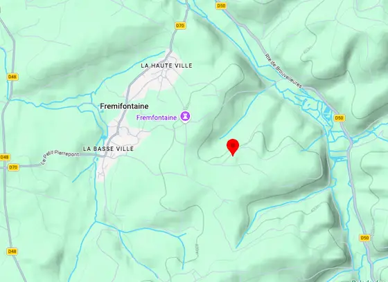 terrain map of Frémifontaine France