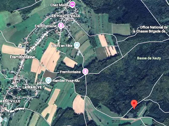 location of Xeuty farmhouse Fremifontaine France