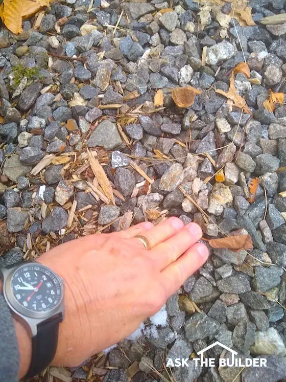 crushed gravel under drip line