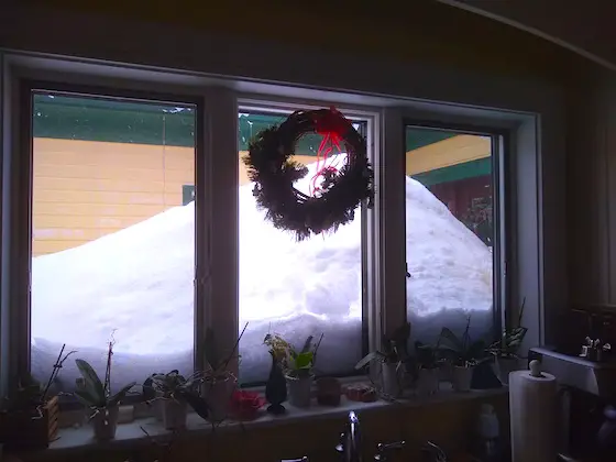 deep snow on front porch