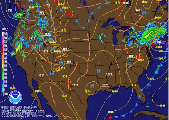 usa surface weather map