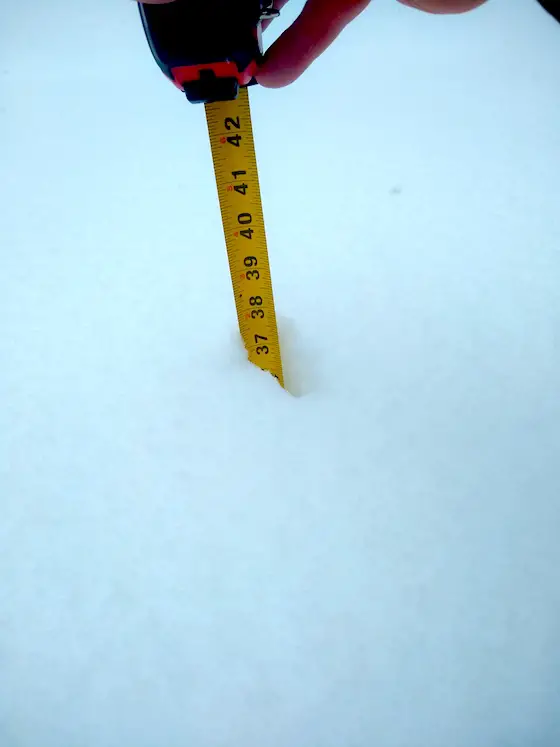 tape measure snow total winter storm gail