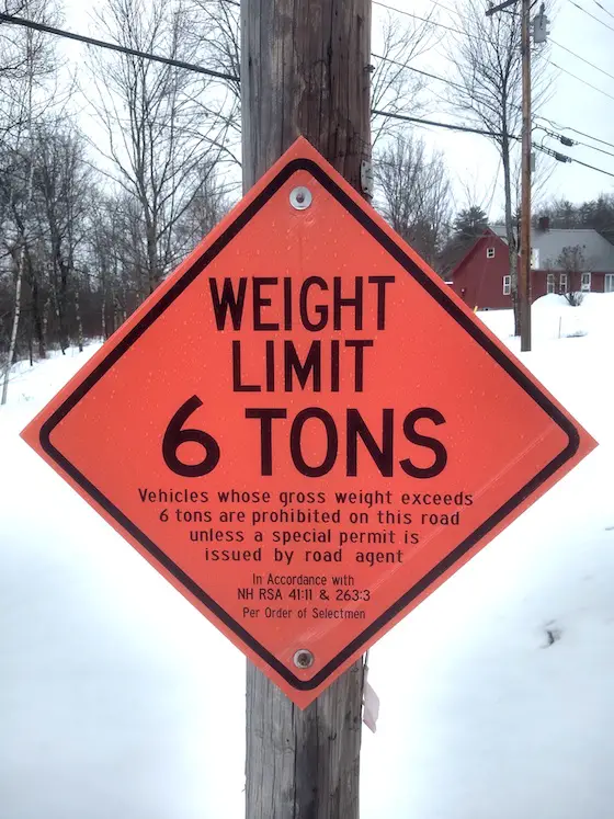 road weight limit sign meredith nh