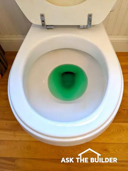 toilet bowl - green water
