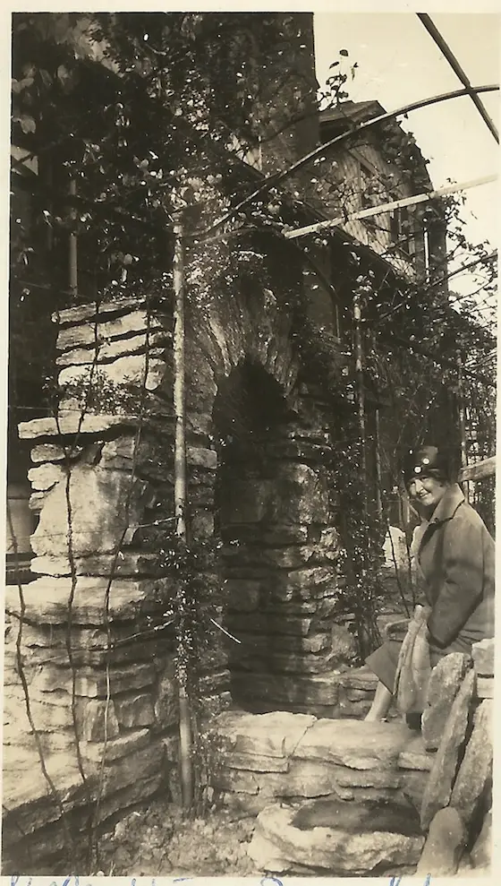 limestone garden wall arch