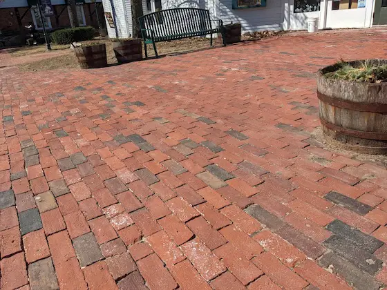red clay paving brick plaza