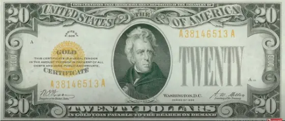 $20 dollar gold certificate