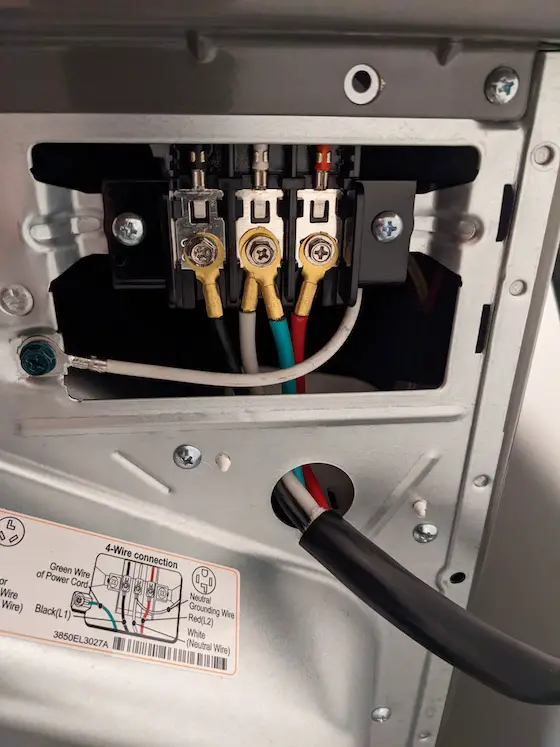 lg dryer electrical connection panel