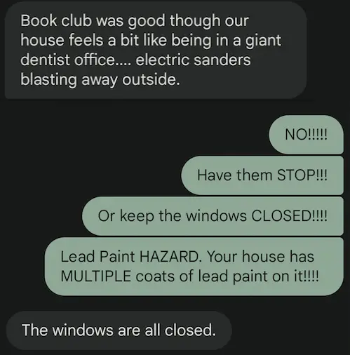 screen shot text message lead paint