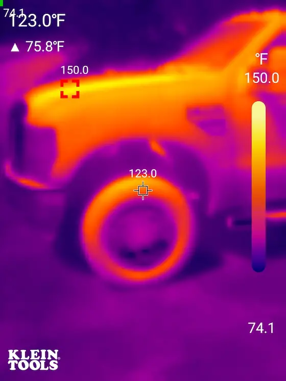 klein thermal imager truck tire and hood
