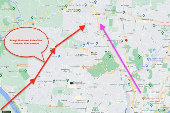 map of f5 tornado cincinnati oh april 3 1974