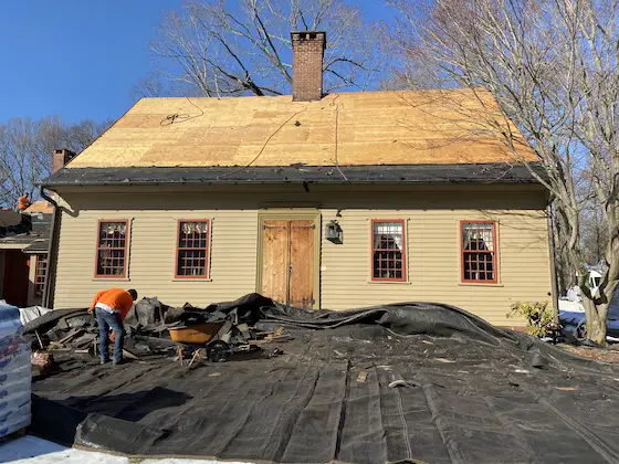 colonial saltbox house reroof job