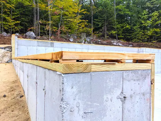 concrete foundation with wood sill plates