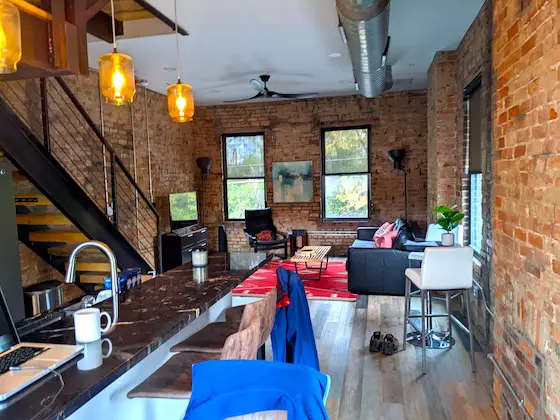 renovated loft apartment brick walls