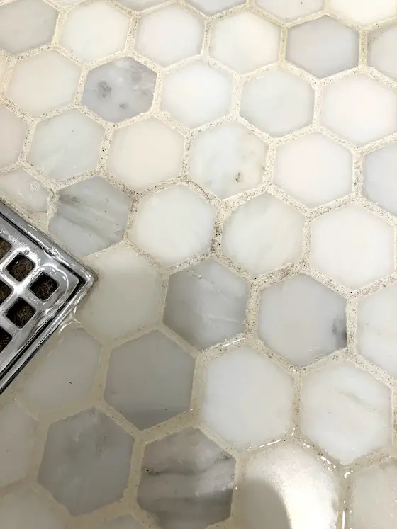 hexagon shower marble floor tiles
