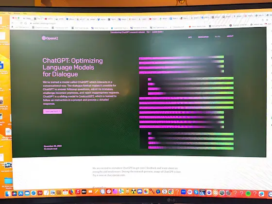 chatgpt home page on tim carter monitor