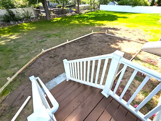 concrete patio form boards below steps