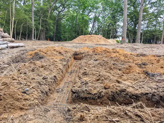 footing trench topsoil with tree roots not removed