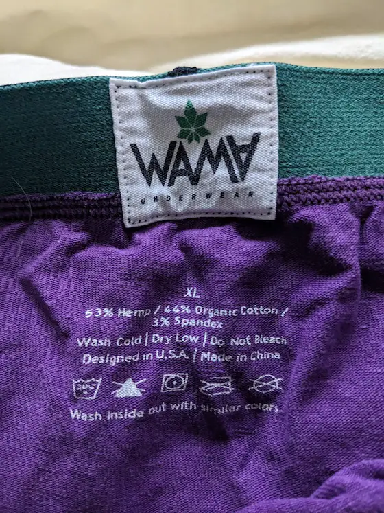 wama hemp underwear label