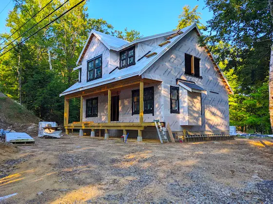 new home construction house wrapped 