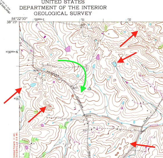 topographic map west paris ky quad karst topography