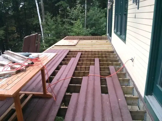 old trex decking being removed