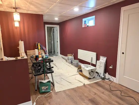unfinished room in basement renovation